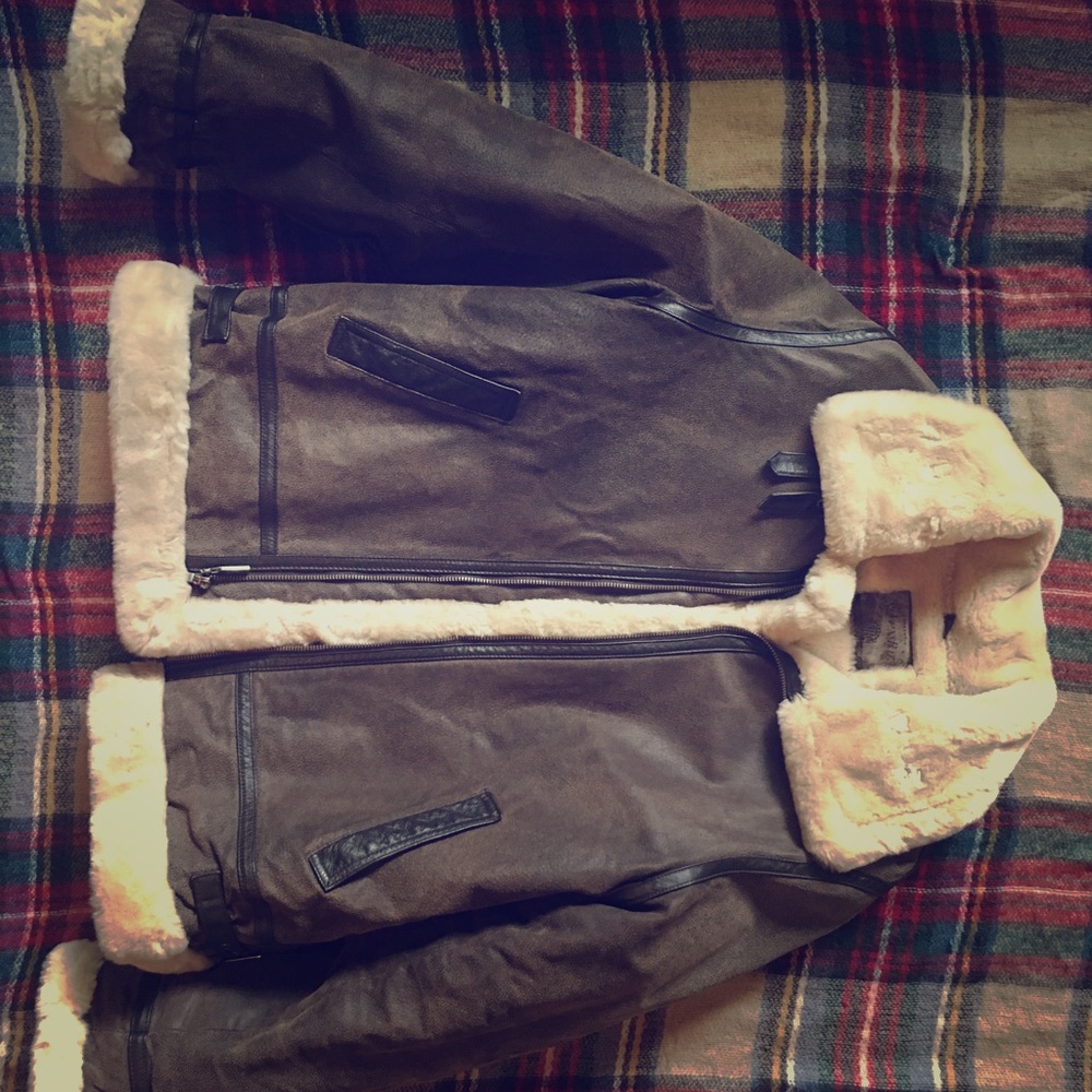 Faux fur, real leather Tom hardy bomber jacket
